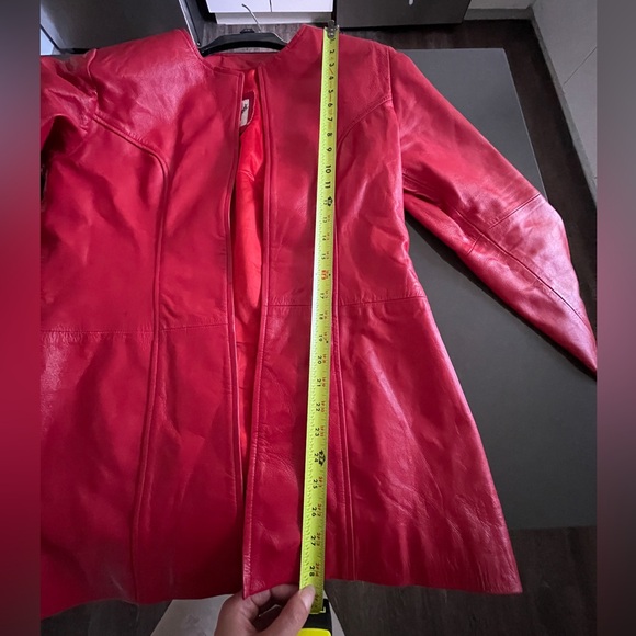 Women's Red Leather Jacket - Picture 5 of 7